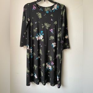 J Jill Wearever Collection Floral Swing 3/4 sleeve Pleat-Back dress size XS